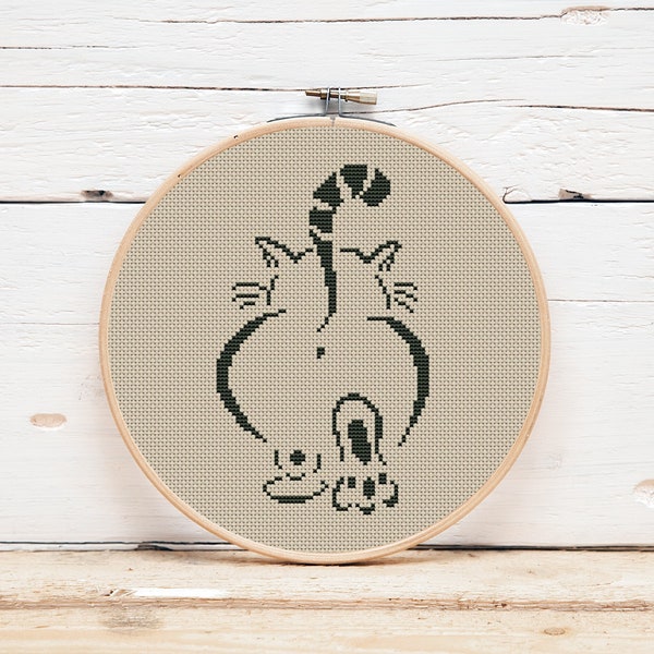 Cat cross stitch pattern Animal cross stitch design for beginners Cat silhouette Simple cross stitch Digital format PDF