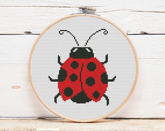 Ladybug cross stitch pattern Insect cross stitch design Cute cross stitch Nursery decor Simple cross stitch Digital file PDF