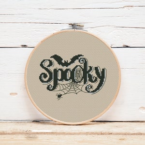 Spooky cross stitch pattern Halloween embroidery design Instant download PDF