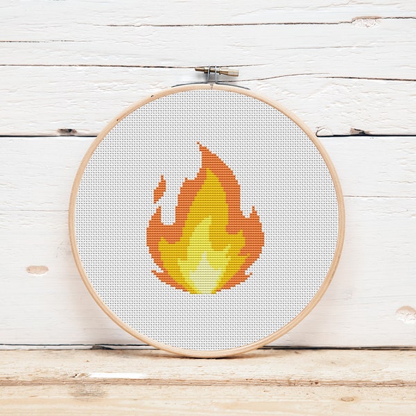 Fire cross stitch pattern Digital format PDF Fire embroidery Cross stitch flame Modern cross stitch Counted cross stitch Flame xstitch