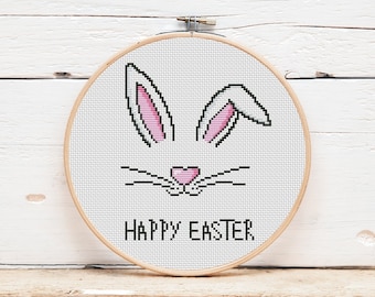 Bunny cross stitch pattern Easter bunny Cute and cozy simple cross stitch for beginners 1st Easter Ukrainian digital file pdf