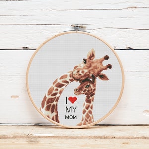 Giraffe Mom & Baby Cross Stitch Pattern: Nursery Decor (Digital PDF)