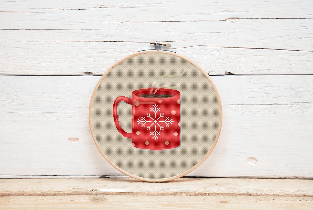 Mug of Coffee Cross Stitch Pattern Cute Kitchen Cross Stitch Decor ...