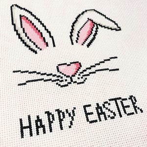 Bunny Face Cross Stitch Pattern, Beginner Easter Design (PDF)