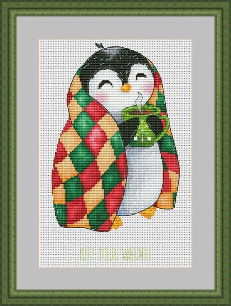 Penguin cross stitch pattern Animal embroidery Cute & Cozy Etsy