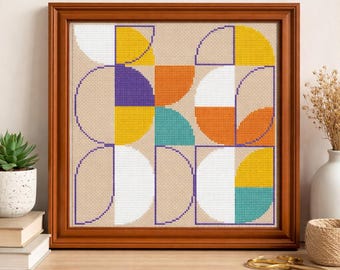 Abstract quiltkruissteekpatroon: modern geometrisch ornament (pdf-patroon)
