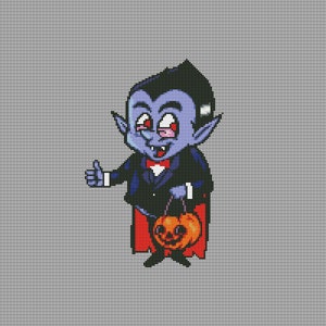 Creepy cross stitch pattern for children Halloween decor Vampire cross stitch Day of the Dead cross stitch Digital file PDF