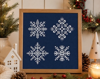 Snowflake Cross Stitch Pattern: Christmas Ornaments Decor (Digital PDF)