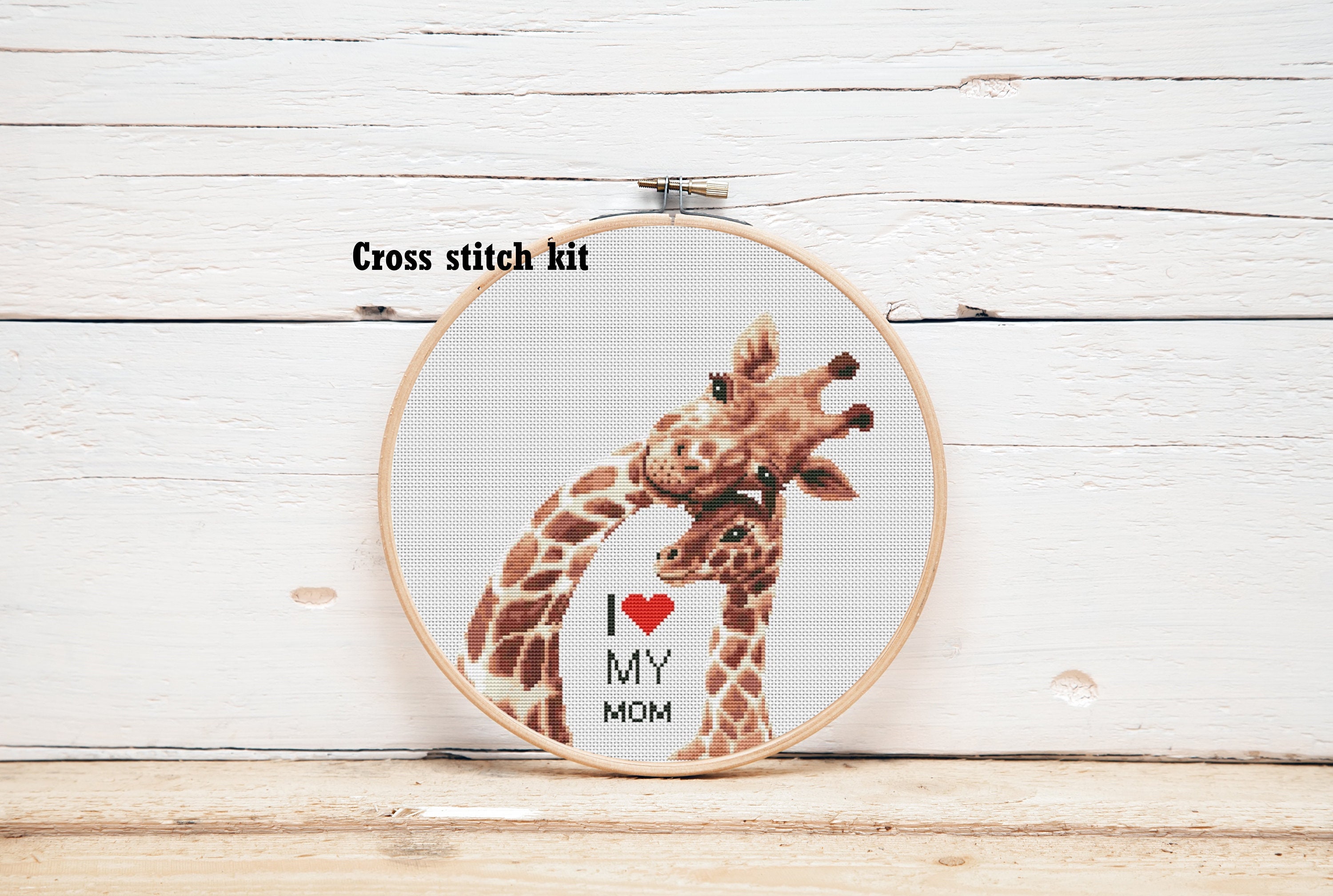 Giraffes cross stitch kit Animals embroidery decor Cute Etsy
