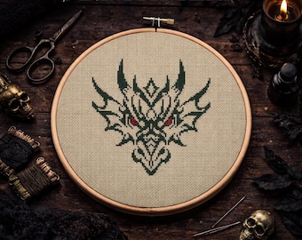 Dragon Head Cross Stitch Pattern: Modern Counted Stitch (PDF)