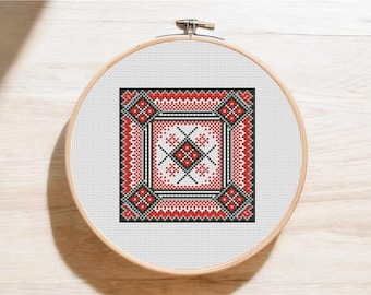 Ukrainian cross stitch pattern Needle pincushion Ethnic ornamenrt cross stitch pattern Digital file PDF