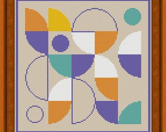 Abstract quiltkruissteekpatroon, modern geometrisch ornament (pdf-patroon), kruissteektabel, pdf direct downloaden