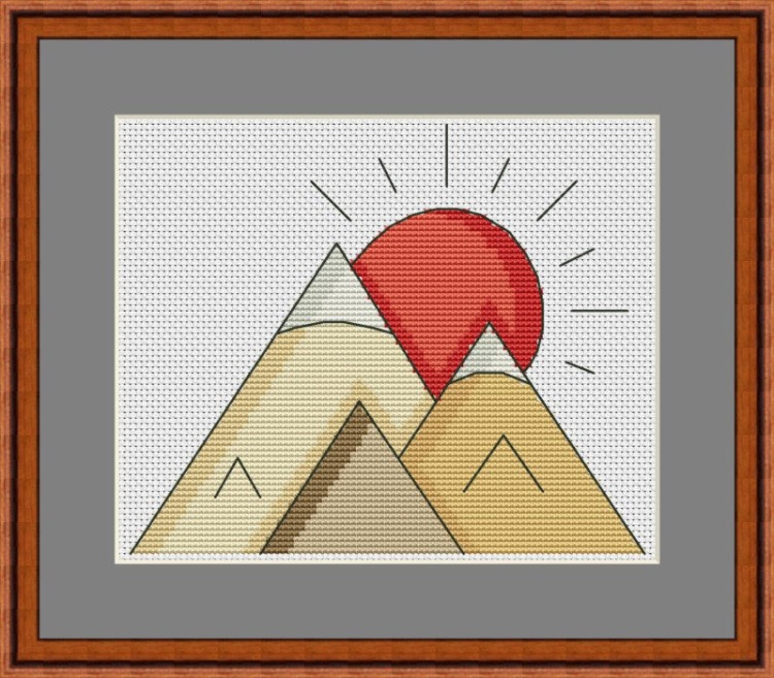 Mountains cross stitch pattern Landscape xstitch Sunset | Etsy