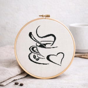 Patrón de punto de cruz de taza de café: Decoración de cocina Hygge (archivo digital PDF)