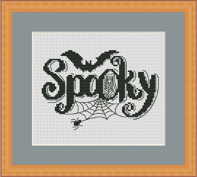 Spooky cross stitch pattern Halloween embroidery design Etsy