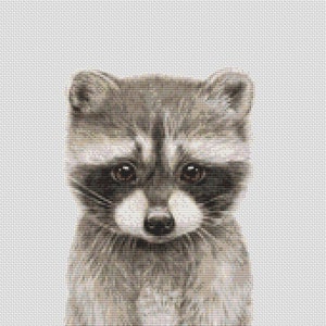 Raccoon cross stitch pattern Cute baby animal Nursery cross stitch pattern Baby shower gift Digital file pdf