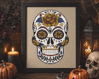 Sugar Skull Cross Stitch Pattern: Dia de los Muertos (PDF Pattern)