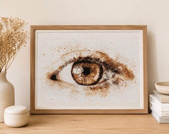 Kruissteekpatroon bruine ogen: aquarelstijl (digitale pdf)