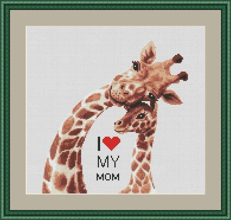Giraffes cross stitch kit Animals embroidery decor Cute Etsy.de