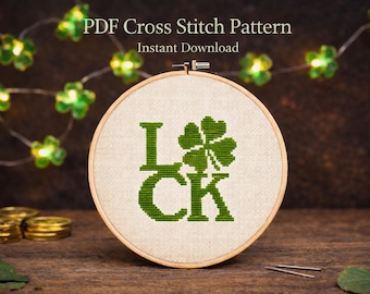 Four Leaf Clover Cross Stitch Pattern: St Patricks Day Decor (PDF Pattern)