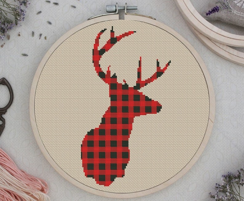 Deer cross stitch pattern simple embroidery cute cool easy  etsy