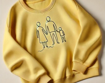 Embroidered Family Portrait Sweatshirt, Personalized Memorial Anniversary Crewneck