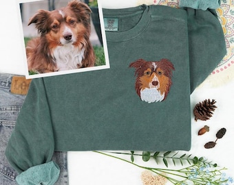 Custom Embroidered Pet Portrait Comfort Colors T-Shirt