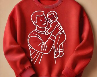Embroidered Dad Photo Sweatshirt | Personalized Family Portrait Gift