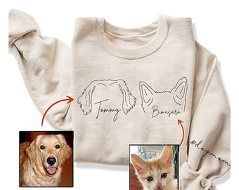 Custom Embroidered Pet Portrait Shirt | Personalized Cat or Dog Name Tee