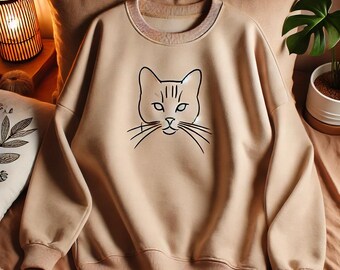 Custom Cat Portrait Embroidered Sweatshirt | Personalized Pet Memorial