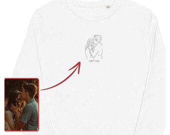 Custom Embroidery Portrait T-Shirt | Personalized Wedding, Anniversary Gift