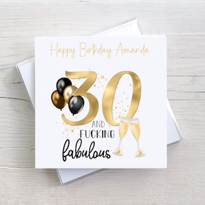 Carte d'anniversaire personnalisée, 30, 40, 50, 60, 70, 80 et putain de fabuleux, carte d'anniversaire pour elle, carte d'anniversaire grossier