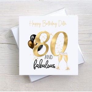 Carte d'anniversaire personnalisée, 80 ans et fabuleux, carte d'anniversaire marquante pour elle, 30, 40, 50, 60, 70, 80