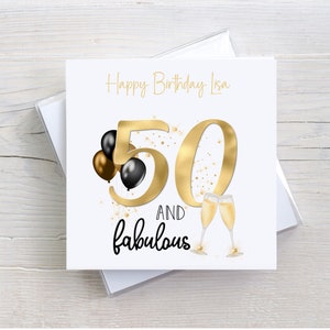 Carte d'anniversaire personnalisée, 50 ans et fabuleuse, carte d'anniversaire d'étape importante pour elle, 30, 40, 50, 60, 70, 80