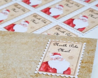 30 Christmas Santa Stamp Stickers, North Pole Mail, Santa Mail, Christmas Letter Stamps