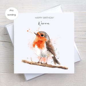 Carte d'anniversaire personnalisée, carte d'anniversaire Robin pour elle, anniversaire de mars, maman, grand-mère, soeur, papa, grand-père