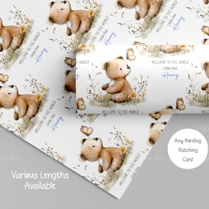 Ours en peluche personnalisé, baby shower, papier cadeau, emballage cadeau ours en peluche pour garçon et fille, fils, fille