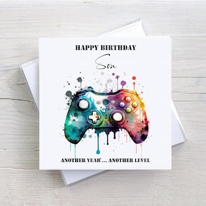 Carte d'anniversaire personnalisée pour joueur, une autre année, un autre niveau, niveau débloqué, légende du jeu, carte d'âge, carte de contrôleur de jeu