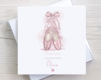 Personalised Card, Ballet Shoes Card for Granddaughter, Niece, Daughter, for Her, Congratulations Exams, Good Luck In Your Exams, Birthday