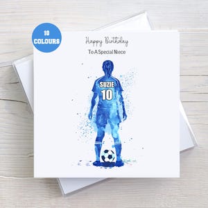 Carte d'anniversaire personnalisée fille footballeur, football féminin, fille, petite-fille, nièce, maman