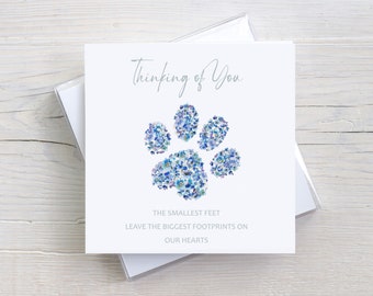 Bereavement Card for Loss of Dog, Pet Memorial Card, Dog Loss Sympathy Card, Forget Me Not Pawprint, The Smallest Feet