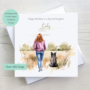 Carte d'anniversaire pour amoureux des chiens, créez votre propre carte personnalisée, carte d'anniversaire personnalisée pour fille et son chien