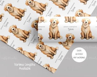 80 Dog Breeds, Personalised Dog Birthday Gift Wrap, Puppy Wrapping Paper, Dog Birthday Gift Paper, Birthday Paper