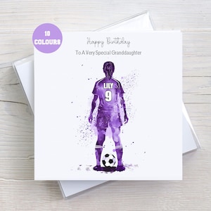Carte d'anniversaire personnalisée fille footballeur, football féminin, fille, petite-fille, nièce, maman