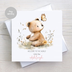 Carte personnalisée ours en peluche pour filles et garçons, carte de nounours, petite-fille, fille, nièce, filleule, fils, petit-fils