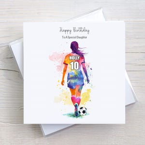 Carte d'anniversaire personnalisée pour fille, footballeur, fille, petite-fille, nièce, maman