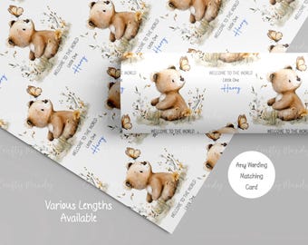 Personalised Teddy Bear New Baby, Baby Shower,  Wrapping Paper, Teddy Bear Gift Wrap for Boy and Girls, Son, Daughter