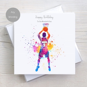 Carte d'anniversaire personnalisée joueur de basket-ball masculin, carte de basket-ball homme pour lui, père, frère, fils, petit-fils