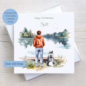 Carte d'anniversaire pour amoureux des chiens pour homme, créez votre propre carte personnalisée, carte d'anniversaire personnalisée homme et chien