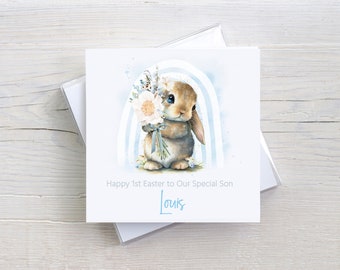Personalised Easter Card for Boys and Girls, First Easter Card, Easter Bunny Card, Easter Gift